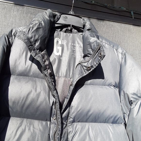 Mens Black GAP Down Puffer Jacket Large Used - Picture 4 of 7
